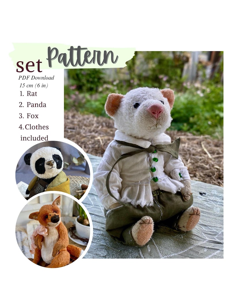 Clothes For Rats Tutorial Teddy Animal Sewing Patterns 15cm: Panda, Rat, Fox With Clothes (PDF ...
