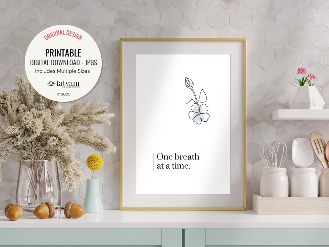 One Breath at a Time Printable | Minimalist Breathwork Wall Art | Calm Mindfulness Decor ...