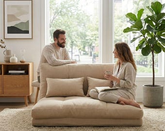 Sofá de chão conversível, almofada para assento de janela, poltrona decorativa, sofá minimalista em tecido, assento para decoração de casa em estilo escandinavo, presente para apartamento