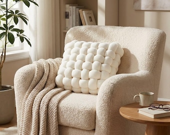 Braided Knot Plush Floor Pillow, Nordic Home Decor