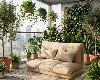 Convertible Floor Sofa, Window Seat Cushion, Accent Chair, Japandi Sofa Bed, Togo Sofa, Floor Couch, Linen Sofa, Floor Sofa Japanese