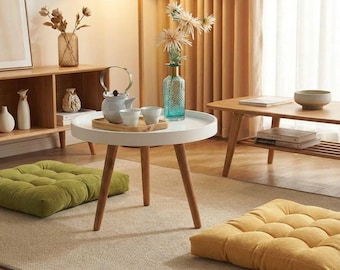 Square Floor Pillow, Tufted Seat Cushion, Meditation Pillow