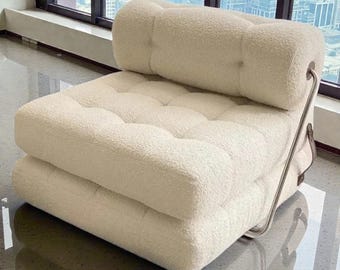 Modular Bouclé Armchair, Convertible Day Bed, Scandinavian Style, Sofa Bed, Book Nook