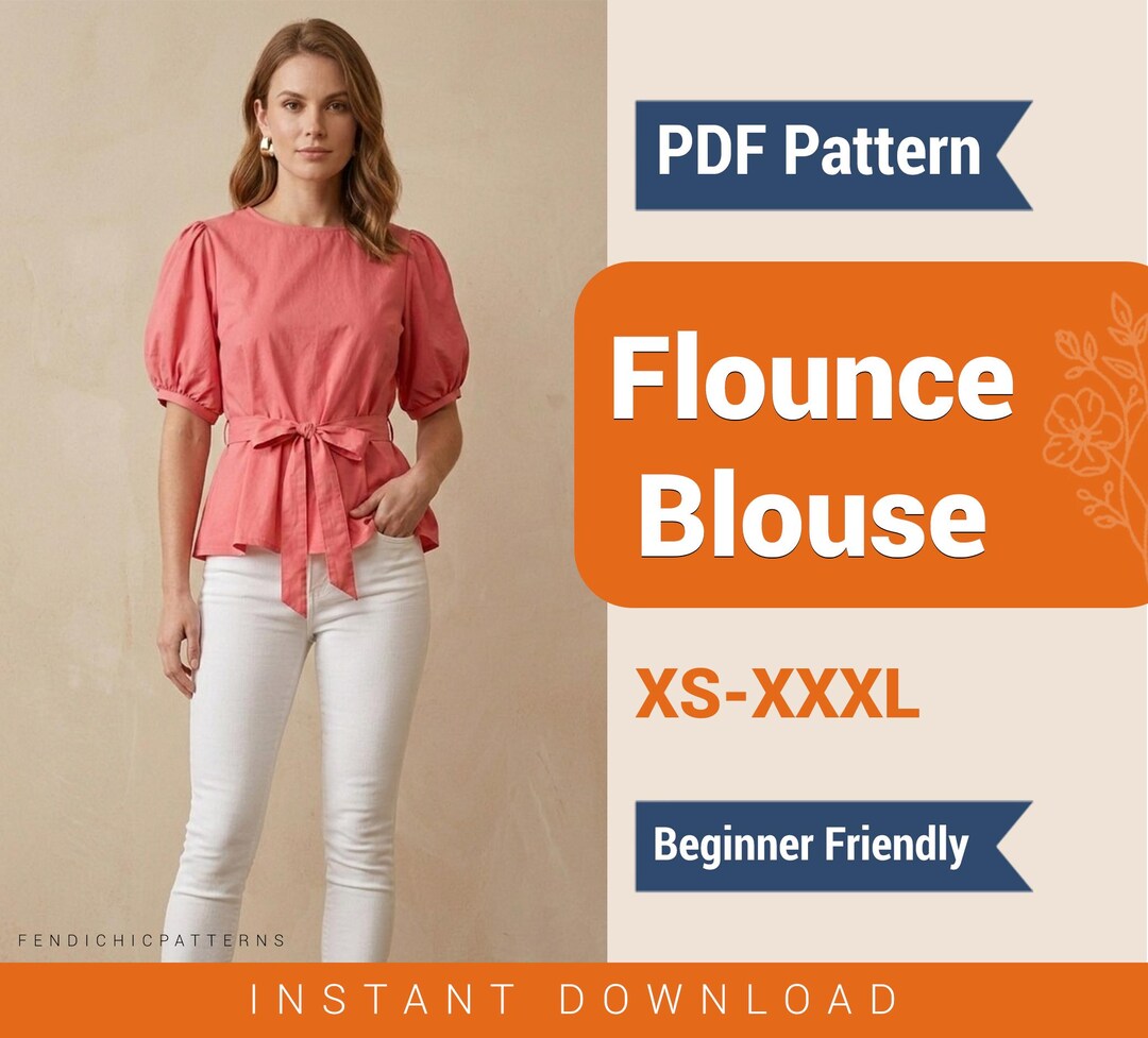 Flounce Blouse Sewing Pattern | Peplum Ruffle Top, Beginner Friendly ...