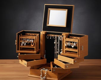 Personalized Wooden Jewelry Box, Custom Luxury MDF Jewelry Organizer, Keepsake Gift for Her