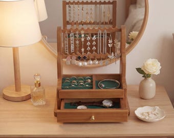 Wooden Jewelry Storage Box with Flannel Lining