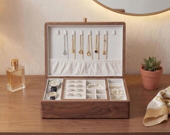 Solid Wood Jewelry Box Large Capacity Organizer