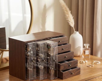 Wooden Jewelry Organizer Box Large Capacity