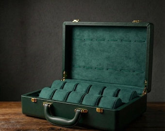 Luxury 12 Slot Watch Display Box, Large Glass Top Watch Organizer, Collector Storage Case