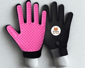 Pet Grooming Gloves – Silicone Hair Removal, Massage and Bath Mitts for Dogs and Cats