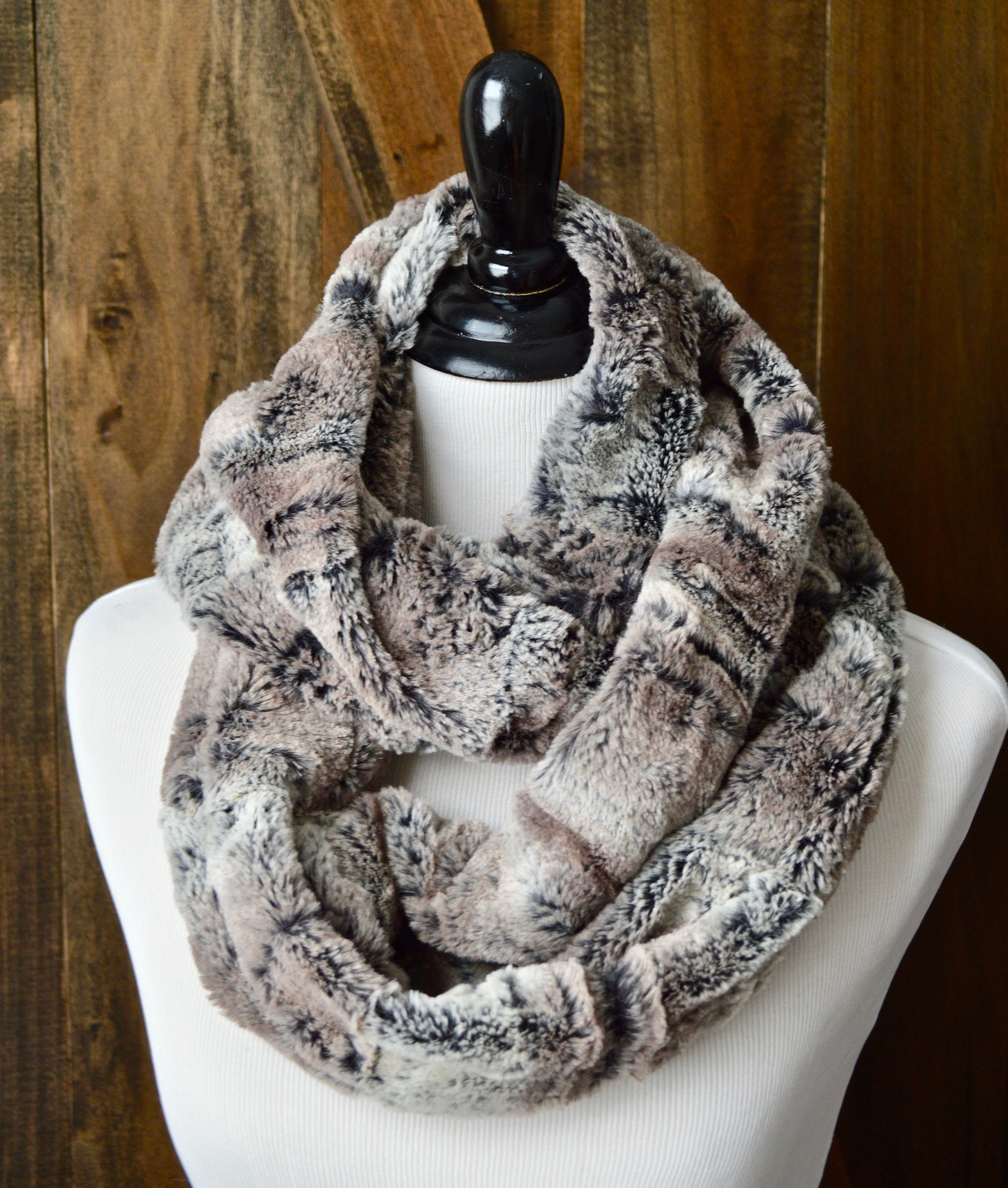 Faux Fur Infinity Scarf Animal Print Plush Minky Snood Warm Etsy