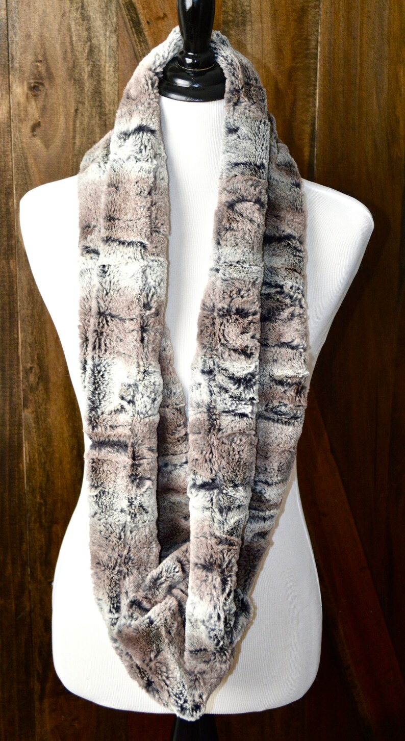 Faux Fur Infinity Scarf Animal Print Plush Minky Snood Warm Etsy