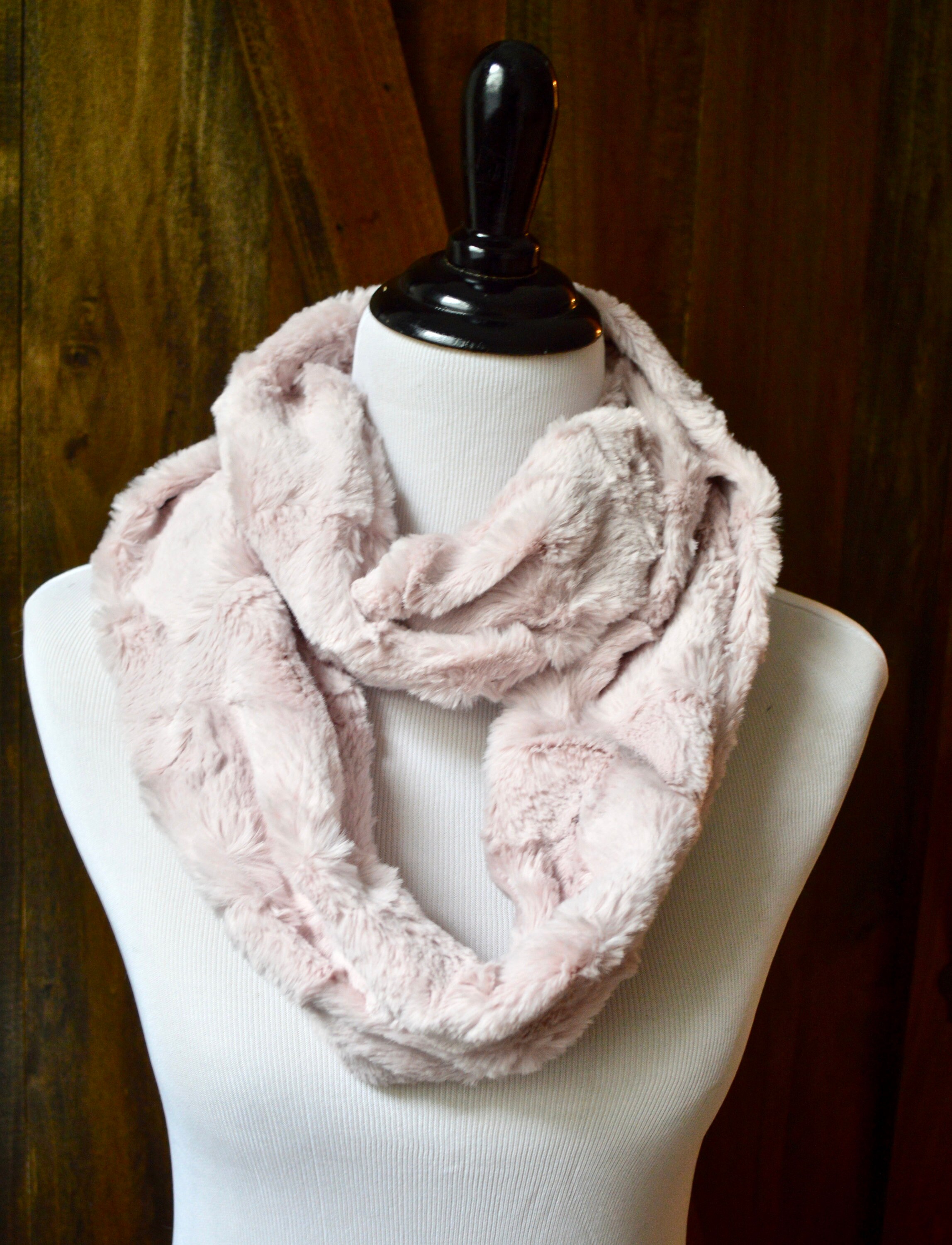 Faux Fur Infinity Scarf Blush Pink Rose water Textured Etsy