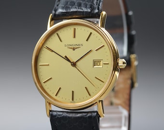 LONGINES Grand Classic L4.636.2 Gold Date 33mm Quartz Men's Watch [Near MINT]