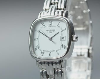 LONGINES L4.261.4 23mm Roman Square Date Quartz Women's Watch [Near MINT]