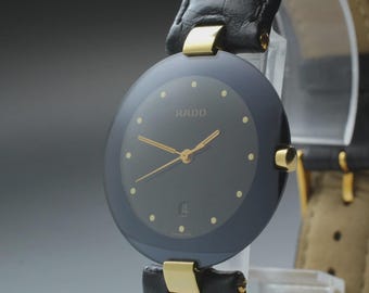 RADO Coupole 129.4075.4N Black Dial 33mm Date Quartz Men's Watch [Near MINT]