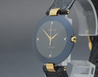 RADO jubile 129.3577.4N Black 4P Diamond 30mm Quartz Women's Watch From JAPAN