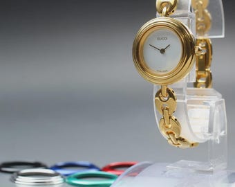 GUCCI Change Bezel 11/12.2 6 Colors Gold Qz Women's Watch Vintage [Near MINT]