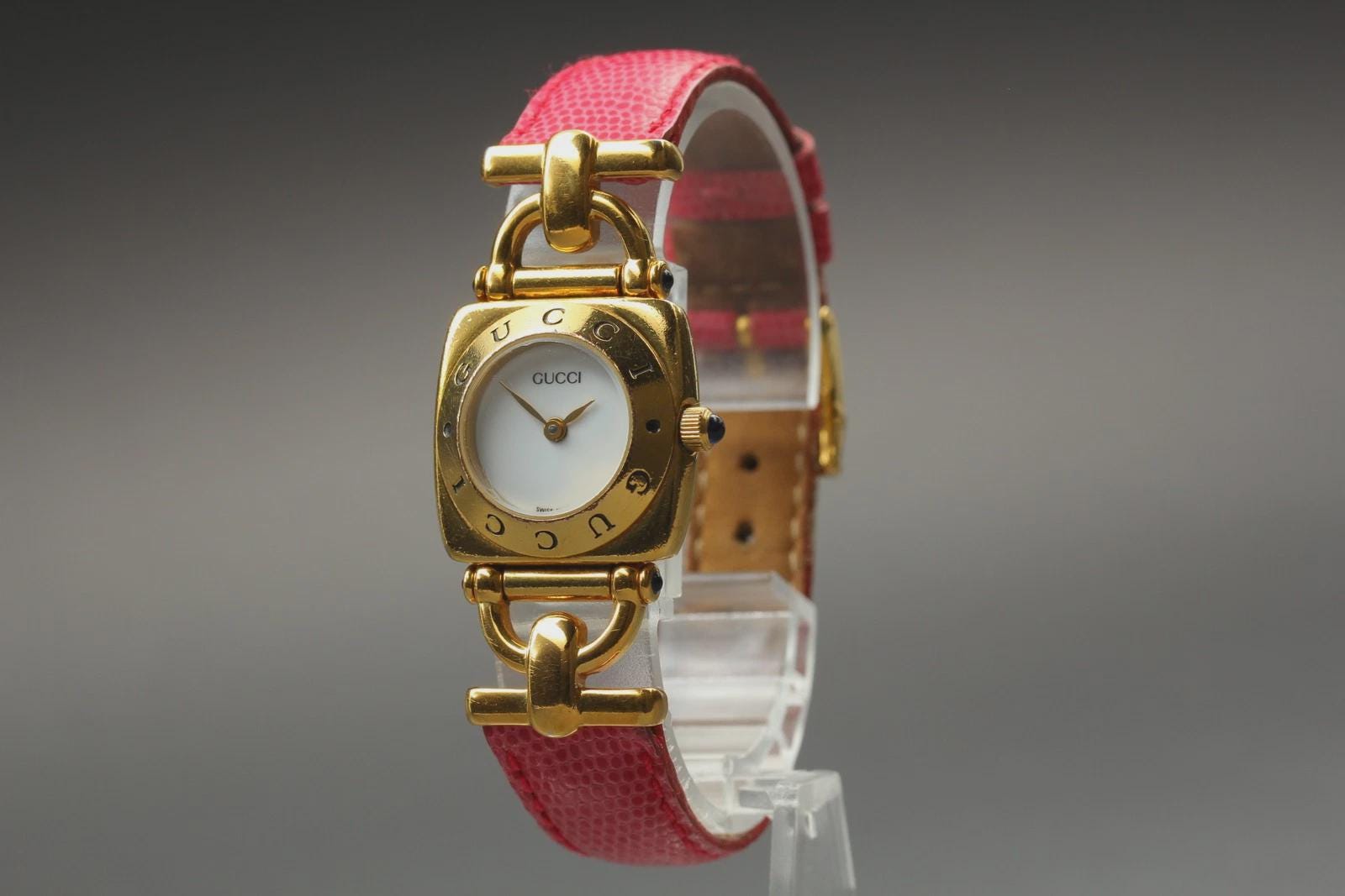 RARE!! GUCCI Luxury 14k Gold Plated Watch with different colors! ?❤️???????? This Gucci watch from the 1980s is an exceptionally rare and  main image 2