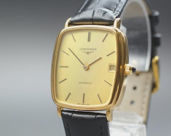 LONGINES L994.1 6397 Gold Dial Tank Shape 30mm Automatic Men's Watch [Exc+5]