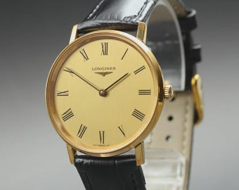 LONGINES 847 4127 Gold Dial Roman Hand Winding 34mm Men's Watch [Near MINT]