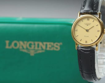 LONGINES 150 7047 23mm Gold Quartz Women's Watch Vintage [Near MINT w/Box]