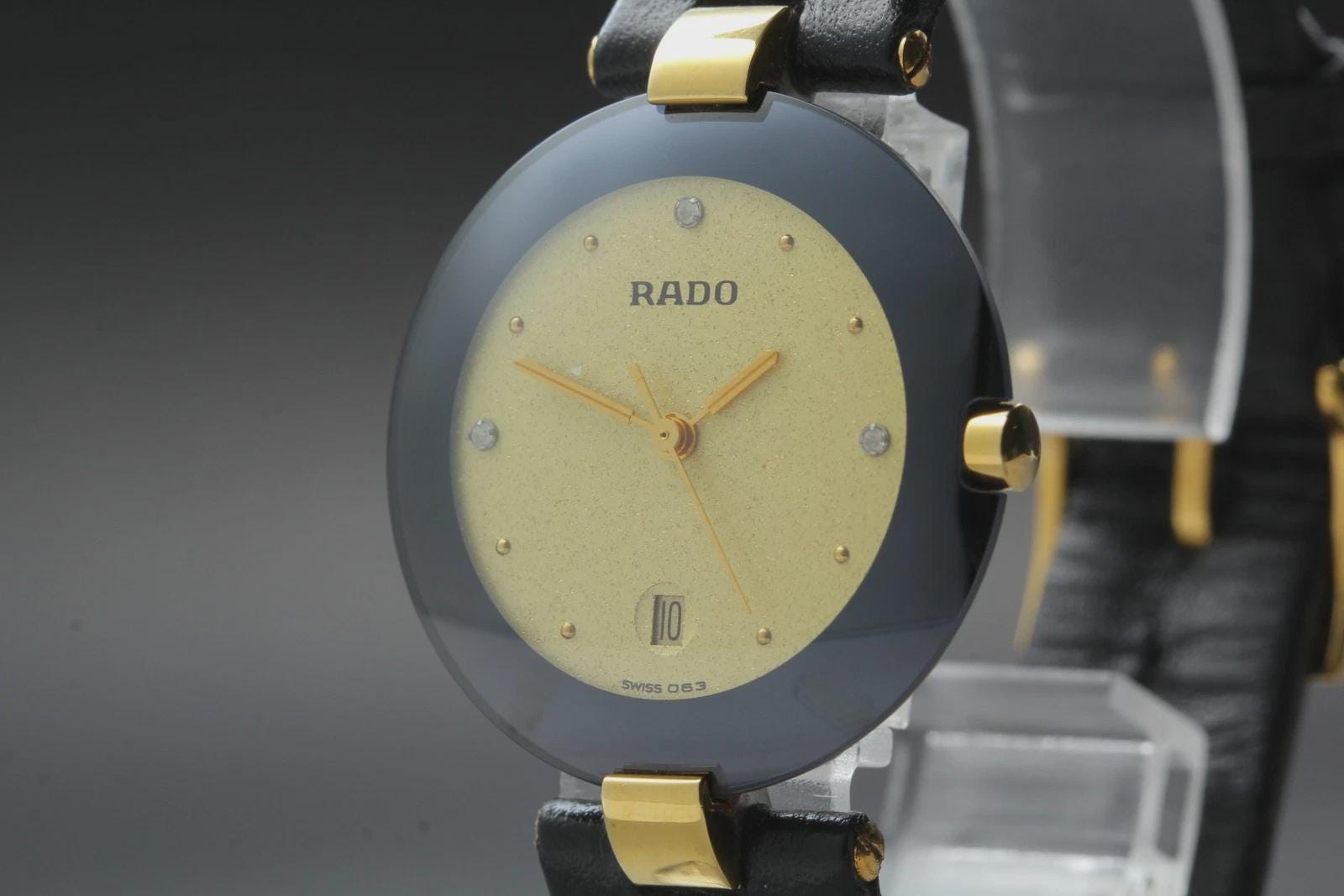 RADO Jubile 129.3577.4N Gold Dial Black 30mm Quartz Women's Watch