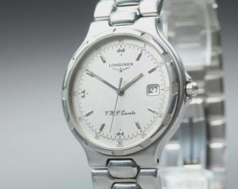 LONGINES Conquest VHP L1.613.4 34mm Date Silver Quartz Men's Watch [Near MINT]
