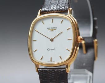 LONGINES L150.4 7050 Genuine Belt White Dial Gold Quartz Men's Watch [Near MINT]