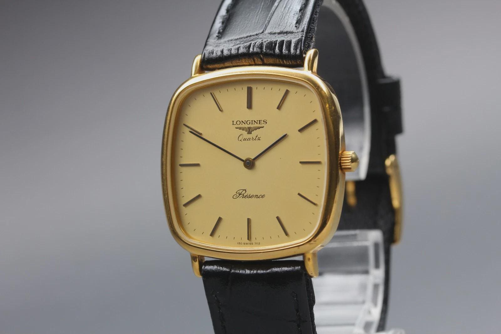 LONGINES Presence L150.4 7112 Gold 30mm Quartz Men's Watch Vintage