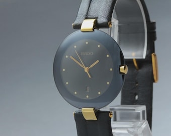 RADO Coupole 129.4075.4N Black 33mm Date Quartz Men's Watch [Near MINT]