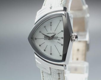 HAMILTON Ventura H242112 Shell Dial Silver Quartz Women's Watch [Near MINT]