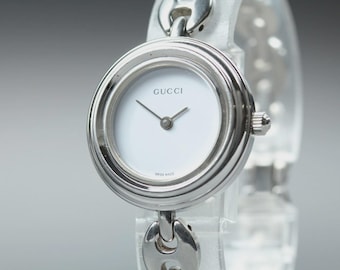 GUCCI Change Bezel 11/12.2L Silver White Dial Quartz Women's Watch [Near MINT]