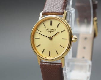 LONGINES L7.171.2 Gold Dial 24mm Round Quartz Women's Watch [Near MINT]