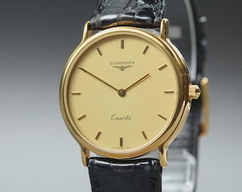 LONGINES 150 7052 33mm Gold Round Quartz Men's Watch Vintage [Near MINT]