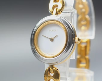 GUCCI 11/12.2 Change Bezel Gold Quartz Women's Watch From JAPAN [Near MINT]