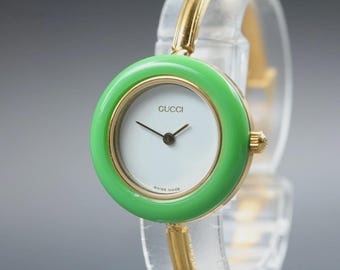 Gucci 1100L Change Bezel Gold Quartz Women's Watch From JAPAN [Near MINT]