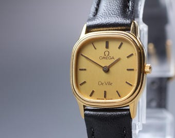 OMEGA De Ville Cal.1450 Gold 20mm Quartz Women's Watch Vintage [Near MINT]