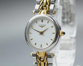 LONGINES L6.203.3 22mm White Dial Gold Quartz Women's Watch Vintage [Near MINT]