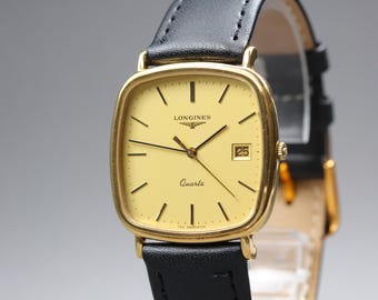 LONGINES 156 6714 31mm Gold Date Quartz Men's Watch Vintage [Near MINT]
