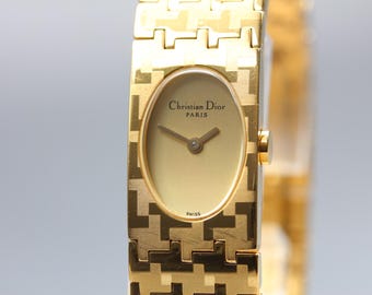 Christian Dior D70-150 Gold Dial 15mm Quartz Women's Watch Vintage From JAPAN