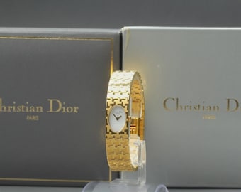 Christian Dior D70-150 White Dial Gold Quartz Women's Watch [Near MINT w/Case]