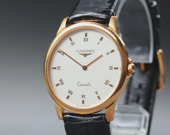 LONGINES 140 7038 31mm White Dial Gold Quartz Men's Watch Vintage From JAPAN