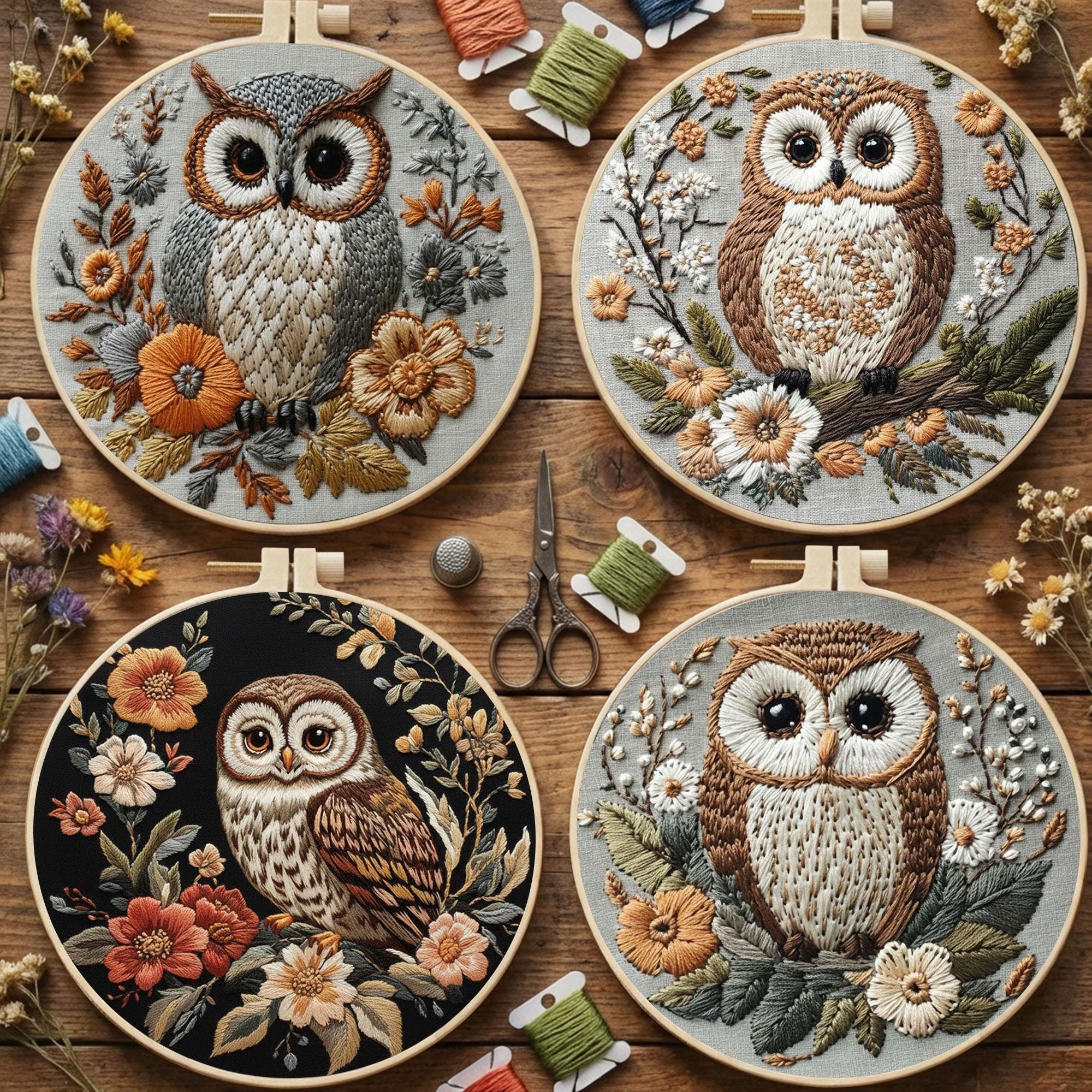 Owl Embroidery Kit | intricate Floral Embroidery DIY Craft for Beginners