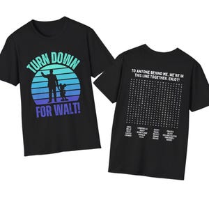 Funny Disneyland T-Shirt – Turn Down For Walt, Word Search Puzzle Back Black