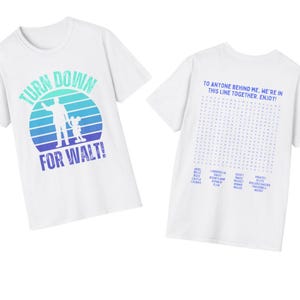 Funny Disneyland T-Shirt – Turn Down For Walt, Word Search Puzzle Back White