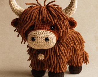 Highland Cow Crochet Pattern: Amigurumi Farm Animal Plush