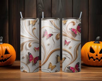 Butterfly Tumbler Sublimation Design, Add Your Own Name, 20oz Skinny Tumbler (Digital Download)
