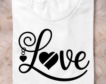 Love Heart SVG, Valentine Shirt Design, Retro Cut File (Digital Download)