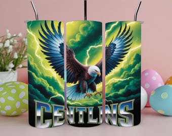 Eagle Football Tumbler Wrap, Sport Mascot Sublimation Design (Digital Download)